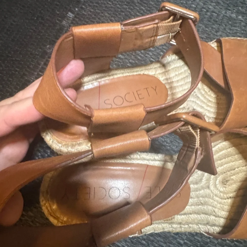 Sole Society Brown Espadrille Wedge Sandals